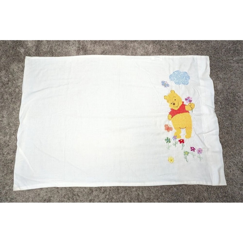 Completed Janlynn Winnie the Pooh Cross Stitched Twin Pillowcase
